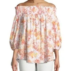 Caroline Constas Lou Floral Cotton Off The Shoulder Blouse